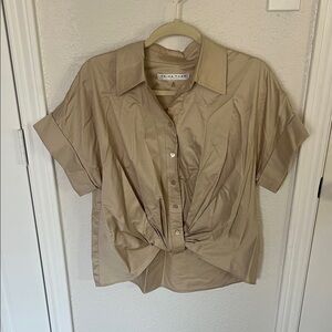 Trina Turk Tan Short Sleeve Button-Down Shirt